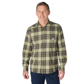 Rugged Flex™ – Langarm-Karo-Hemd aus mittelschwerem Flanell mit lockerer Passform