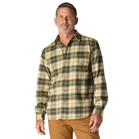 Rugged Flex™ – Langarm-Karo-Hemd aus mittelschwerem Flanell mit lockerer Passform
