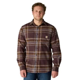 Rugged Flex™ – Langarm-Karo-Hemd aus mittelschwerem Flanell mit lockerer Passform