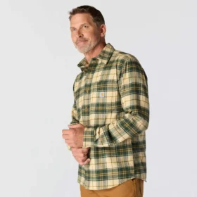 Rugged Flex™ – Langarm-Karo-Hemd aus mittelschwerem Flanell mit lockerer Passform