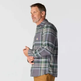 Rugged Flex™ – Langarm-Karo-Hemd aus mittelschwerem Flanell mit lockerer Passform