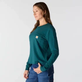 Tencel-Hemd für Damen, locker sitzend, mit langen Armlingen, Rundhalsausschnitt, mit Tasche